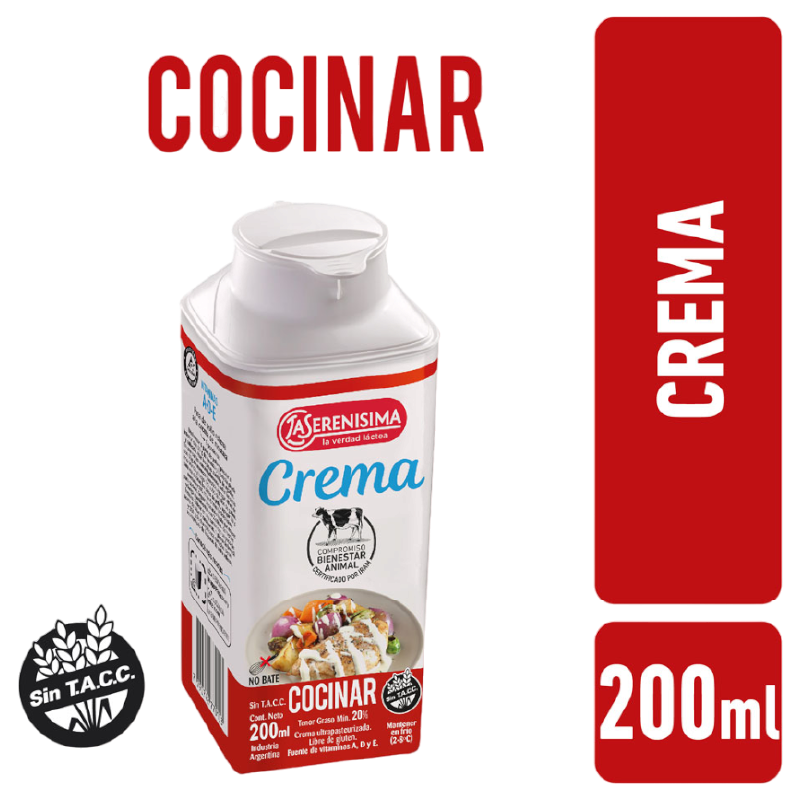 CREMA DE LECHE LA SERENISIMA COCINAR 200 CC.